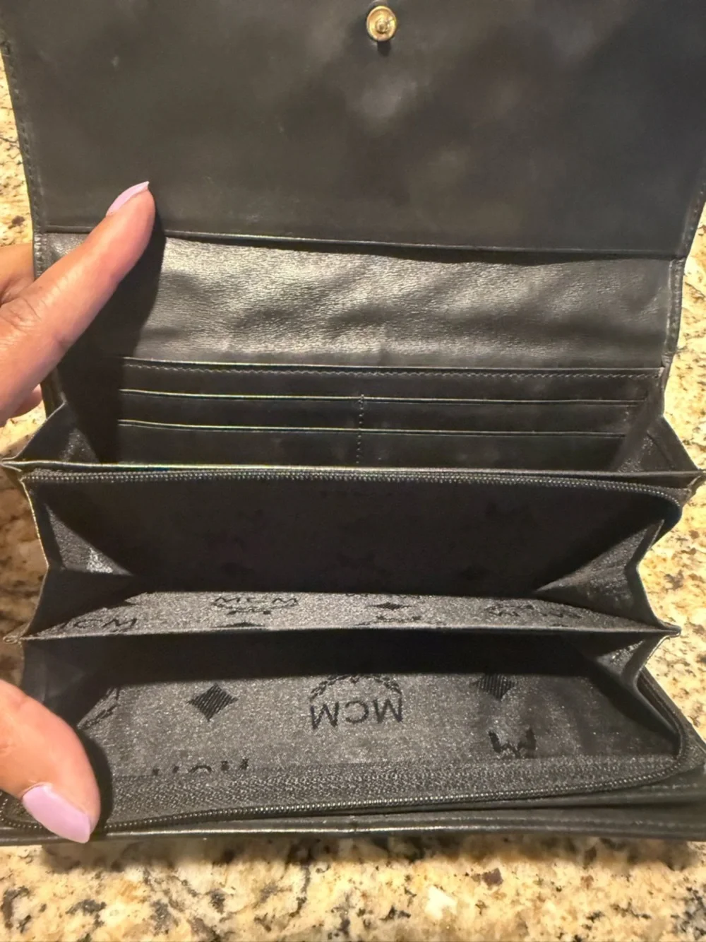 MCM Black Quilted Leather Clutch with Gold Accents - Picture 7 of 10